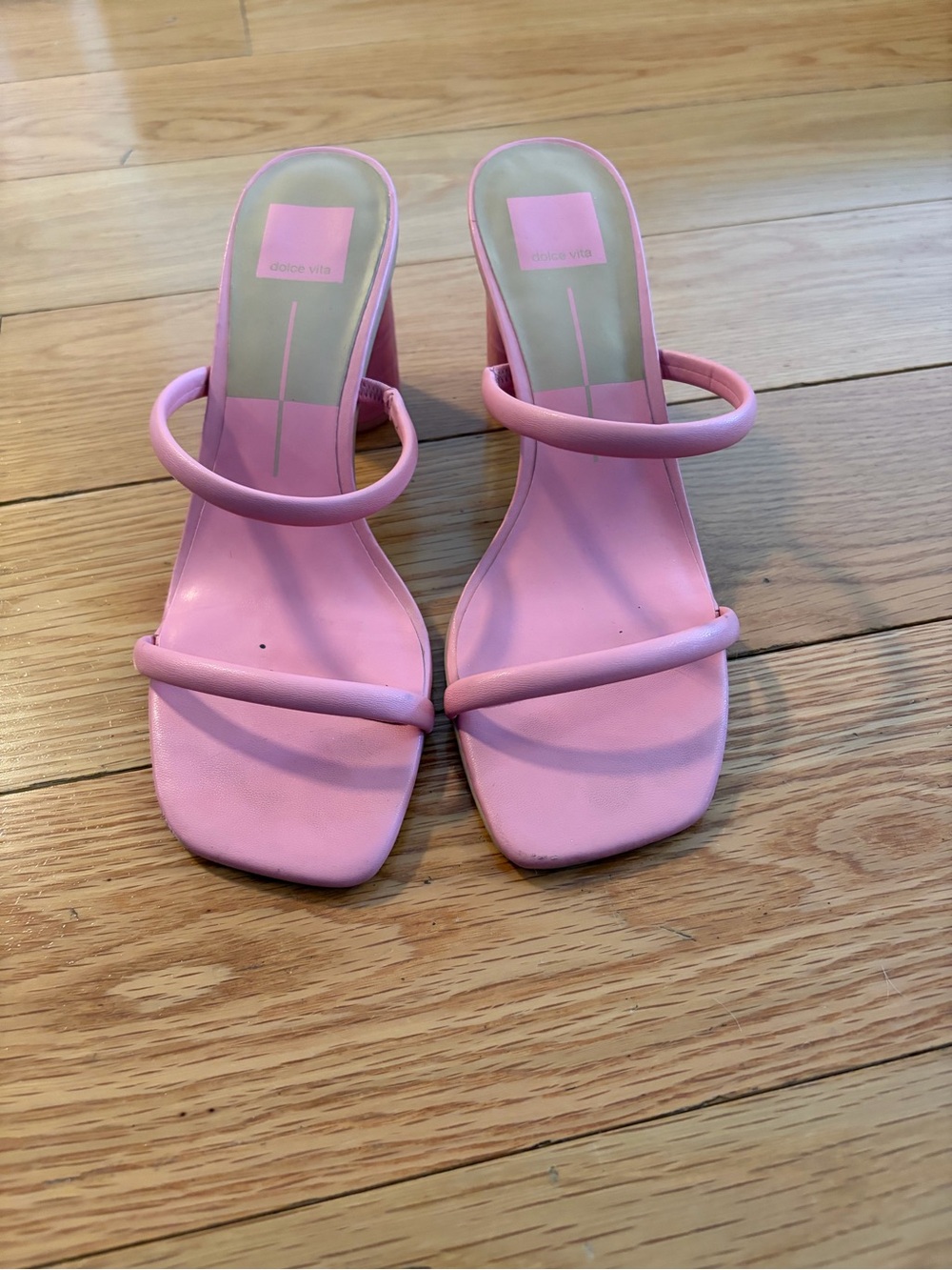Dolce Vita Bubblegum Pink Two-Strap Slide Heels